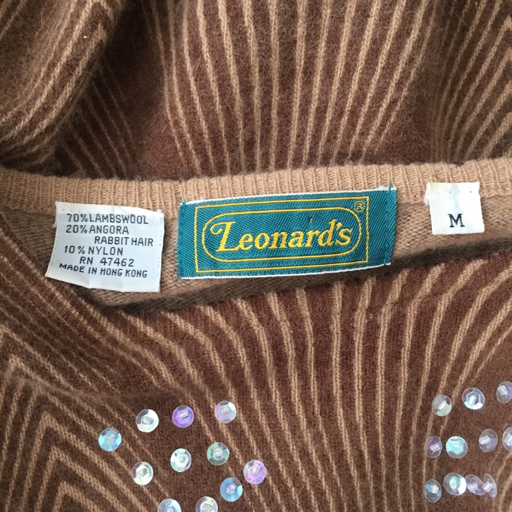 Vintage 1980s Sequined Lambswool Angora Sweater - Picture 5 of 6